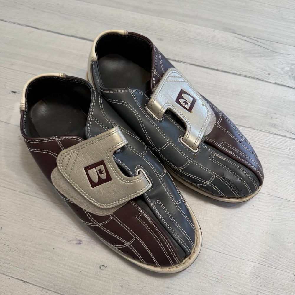 Brunswick red-blue Velcro rental bowling shoes size 38 men's 6 women's 7